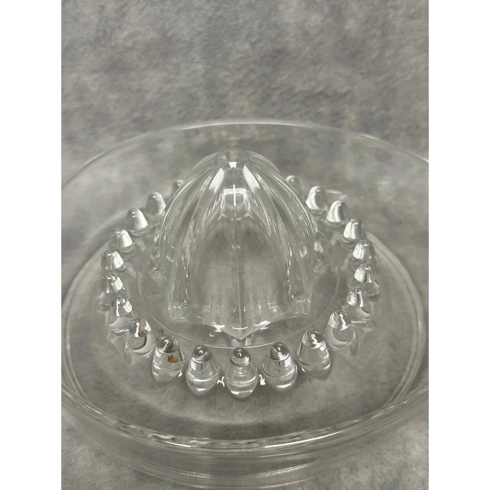 Italy VTG Glass Citrus Juicer Lemon Reamer Clear Pressed Glass Handle Spout